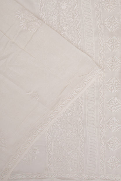 Lucknow Chikankari Cotton White Saree