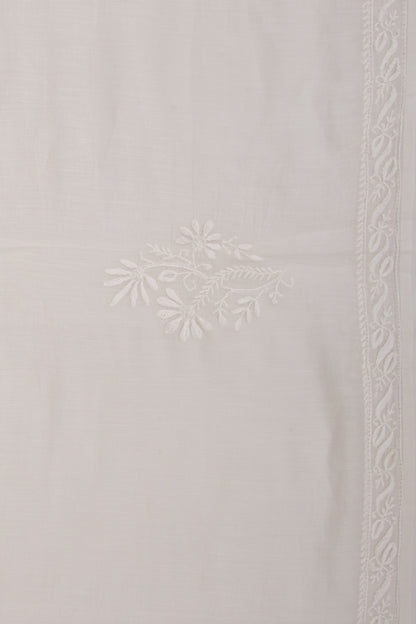 Lucknow Chikankari Cotton White Saree
