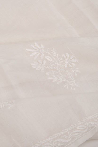 Lucknow Chikankari Cotton White Saree