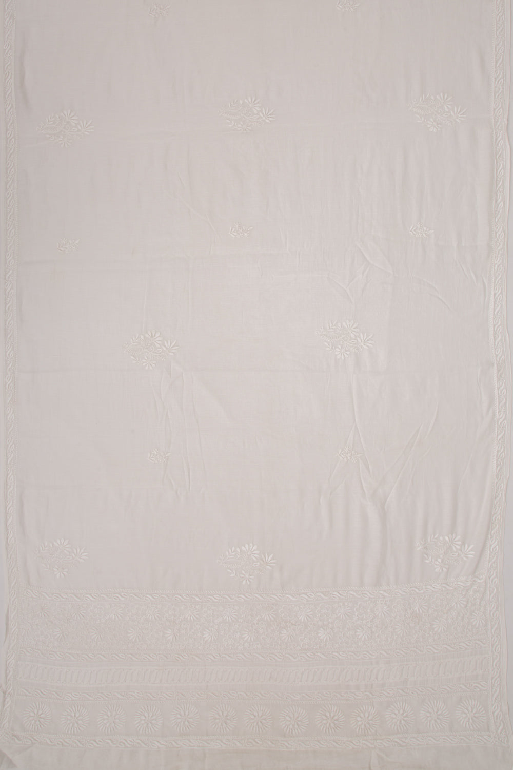 Lucknow Chikankari Cotton White Saree