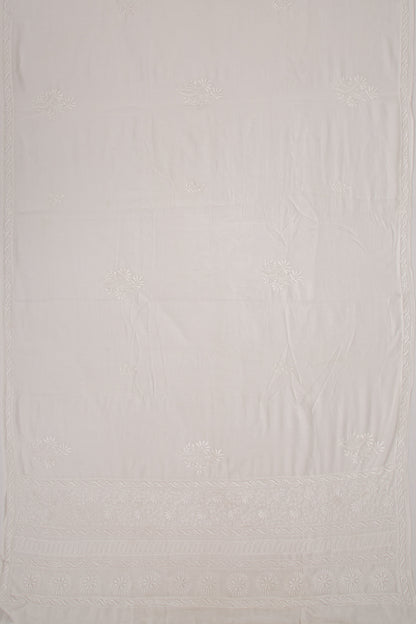 Lucknow Chikankari Cotton White Saree