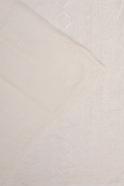 Lucknow Chikankari Cotton White Saree