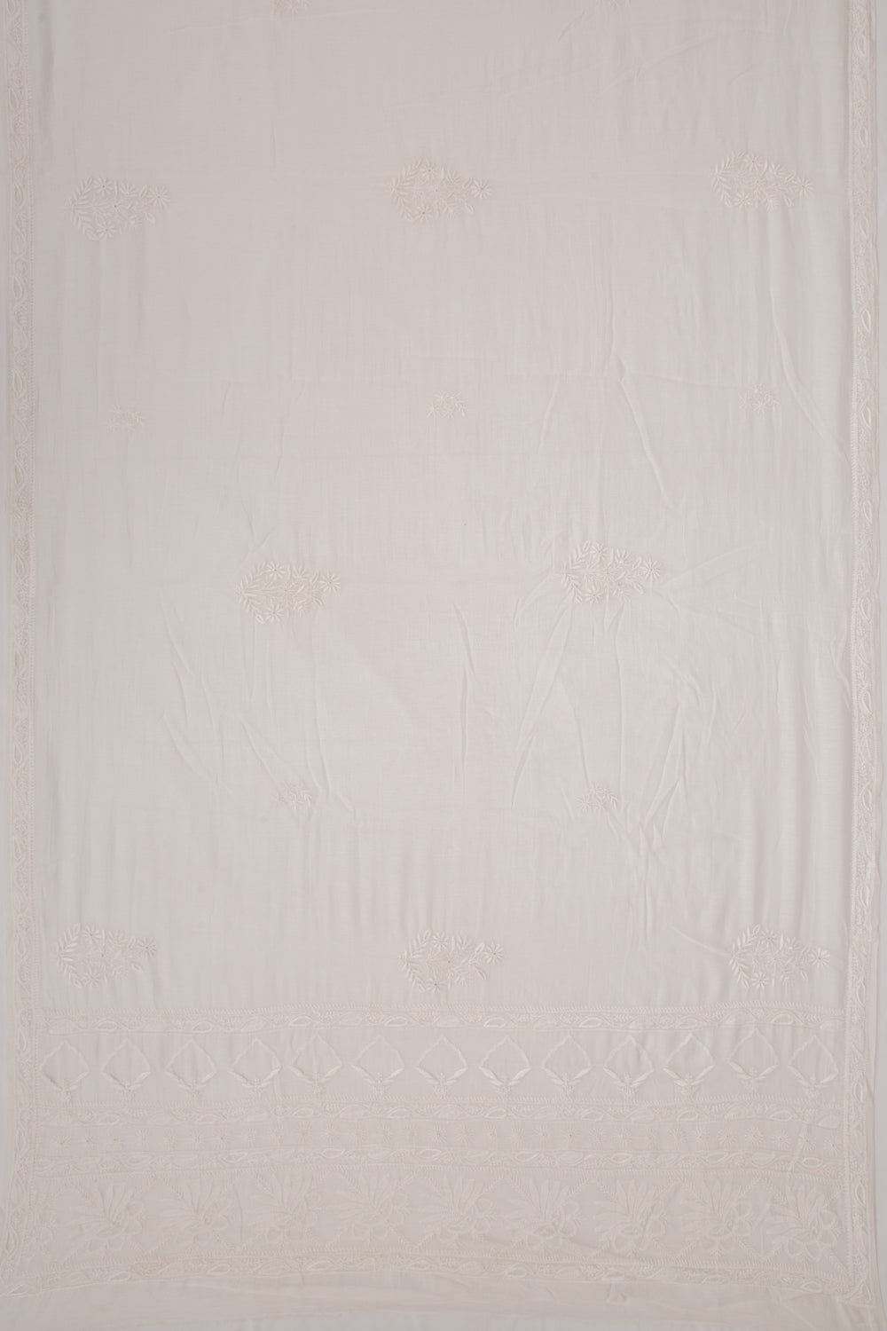 Lucknow Chikankari Cotton White Saree