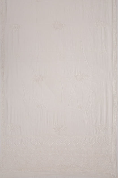Lucknow Chikankari Cotton White Saree