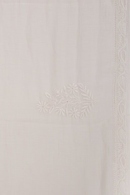 Lucknow Chikankari Cotton White Saree