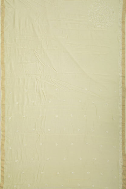 Lucknow Chikankari Cotton Pastel Yellow Saree