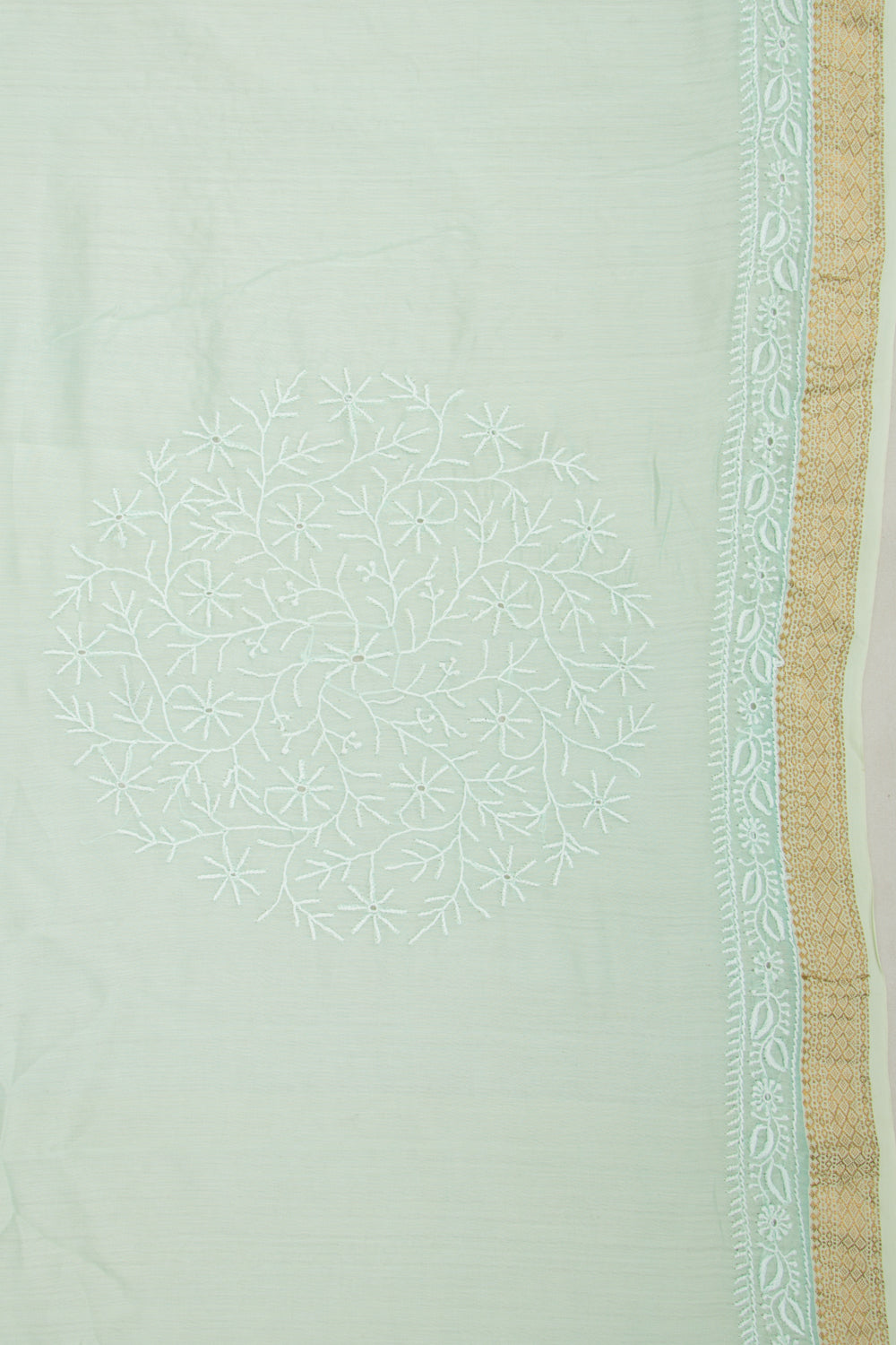 Lucknow Chikankari Cotton Pastel Blue Saree