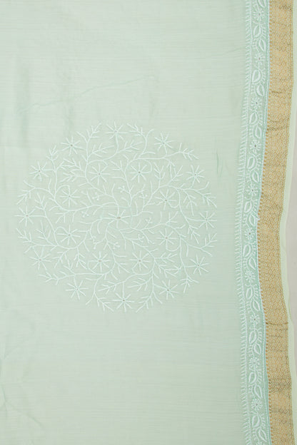 Lucknow Chikankari Cotton Pastel Blue Saree
