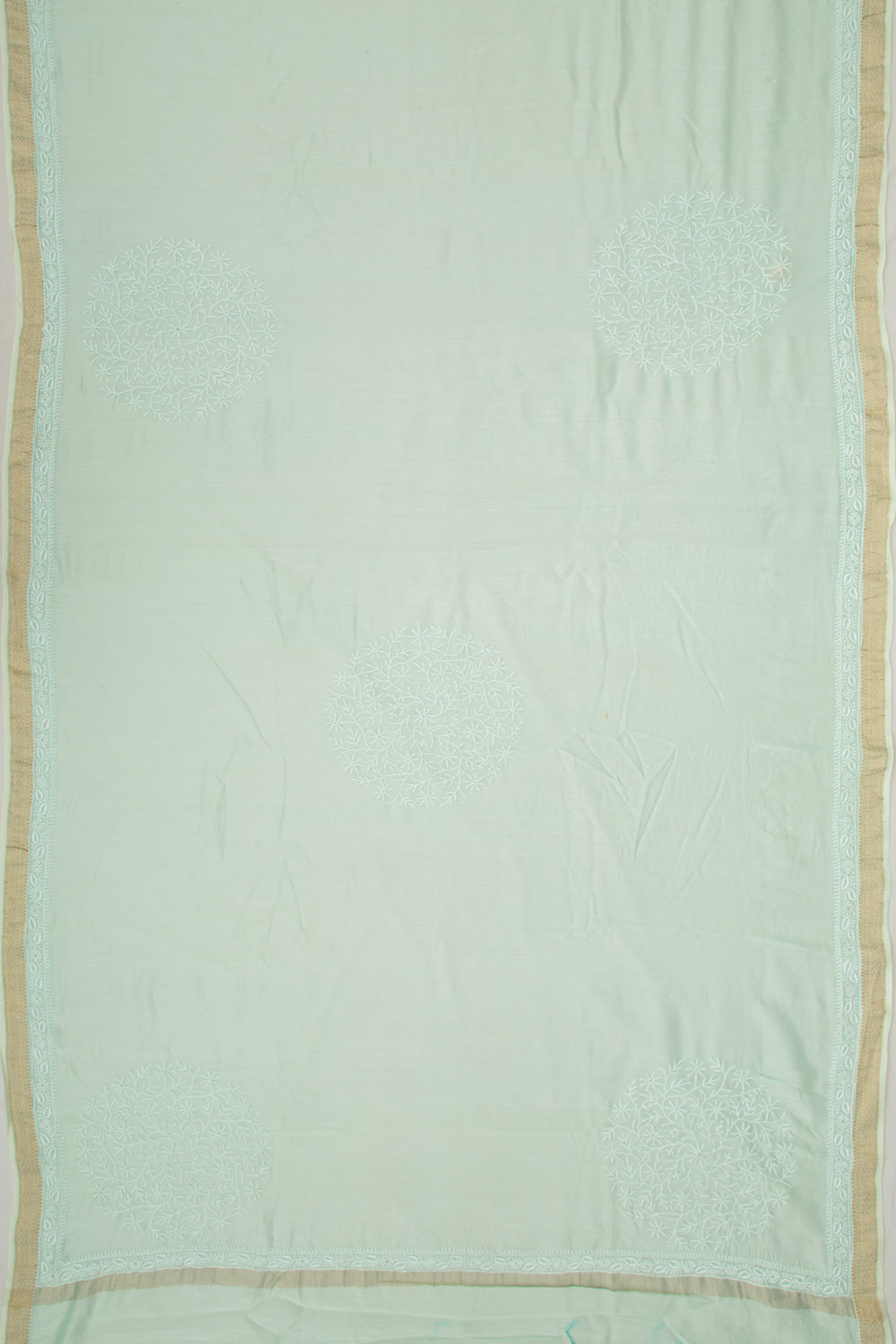 Lucknow Chikankari Cotton Pastel Blue Saree