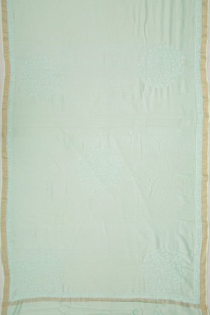Lucknow Chikankari Cotton Pastel Blue Saree