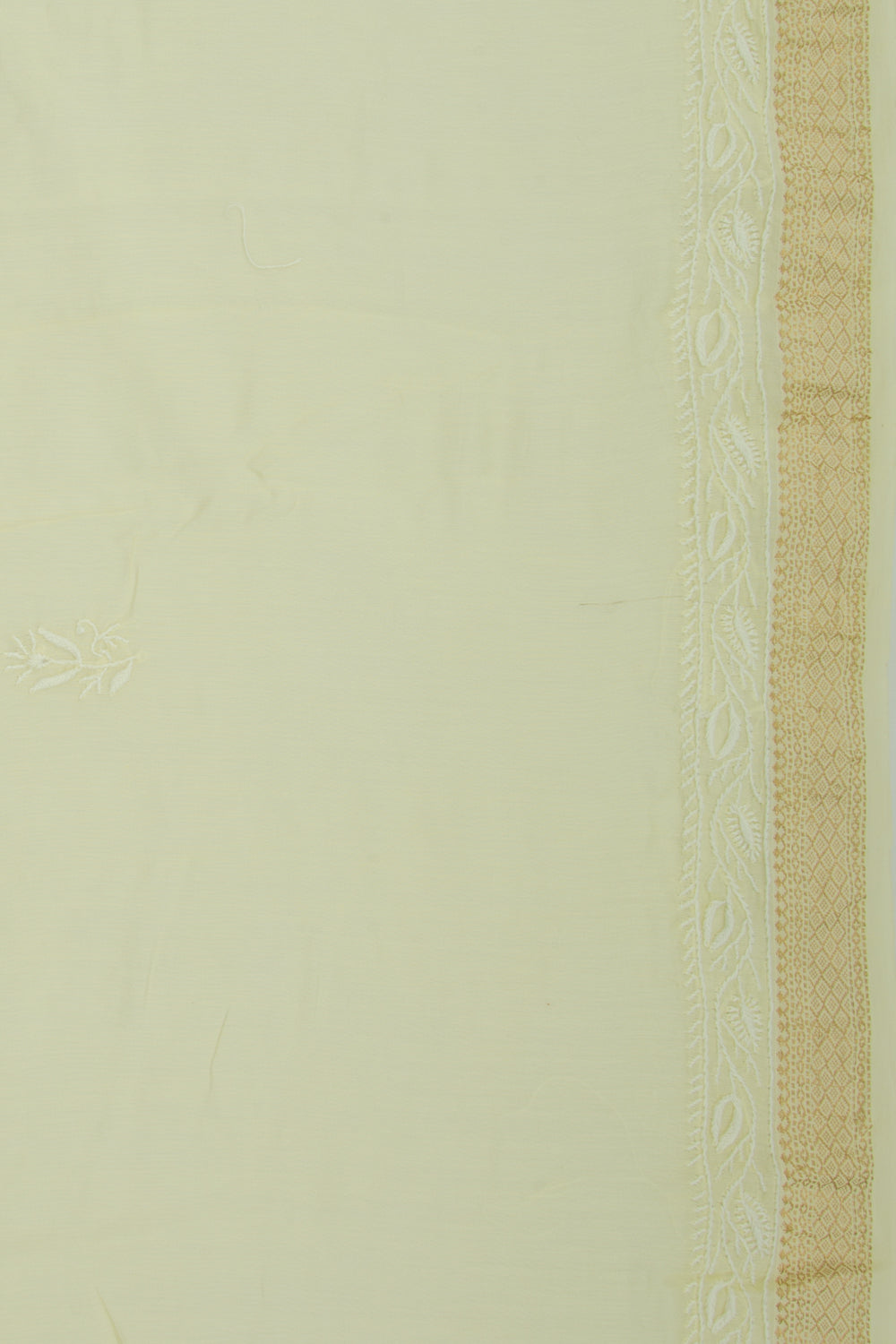 Lucknow Chikankari Cotton Pastel Yellow Saree