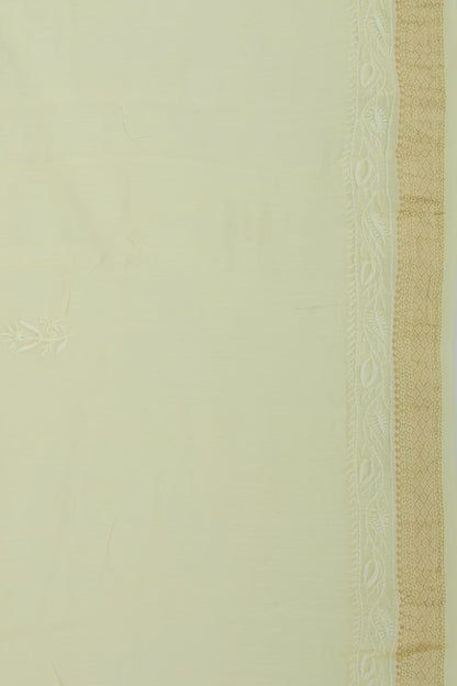 Lucknow Chikankari Cotton Pastel Yellow Saree