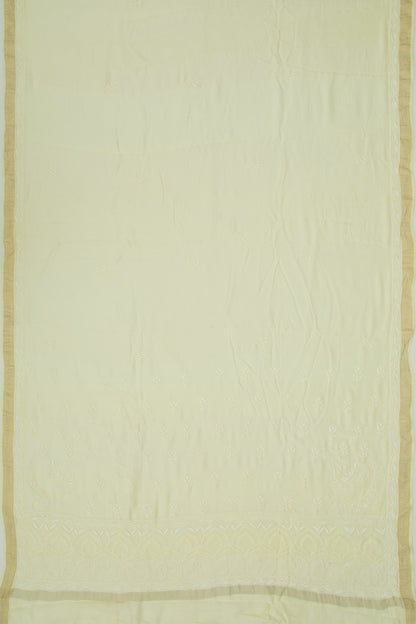 Lucknow Chikankari Cotton Pastel Yellow Saree