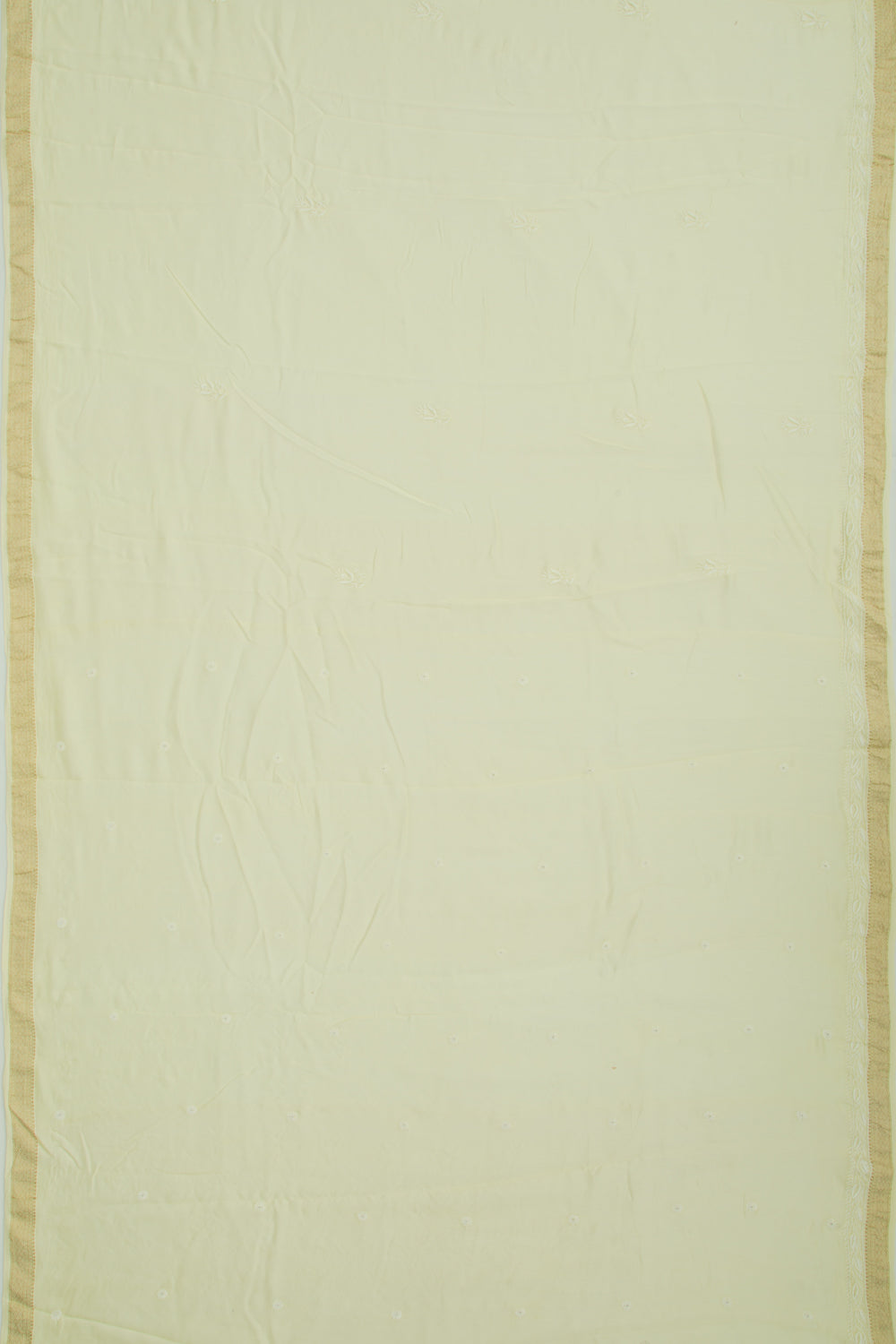 Lucknow Chikankari Cotton Pastel Yellow Saree