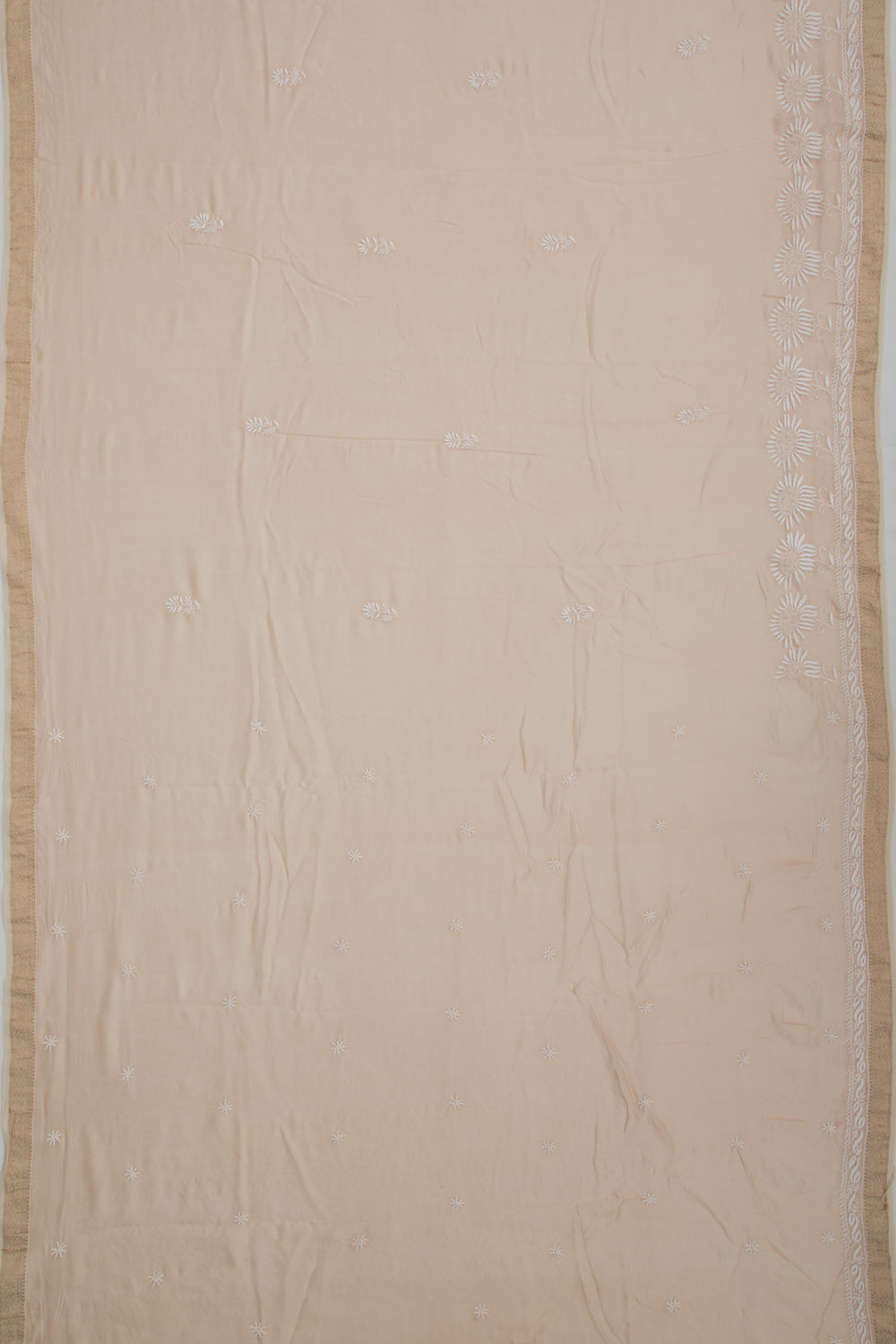 Lucknow Chikankari Cotton Pastel Brown Saree