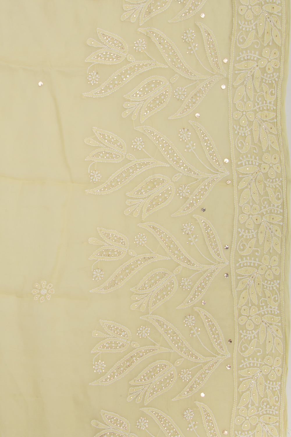 Lucknow Chikankari Organza Cream Saree