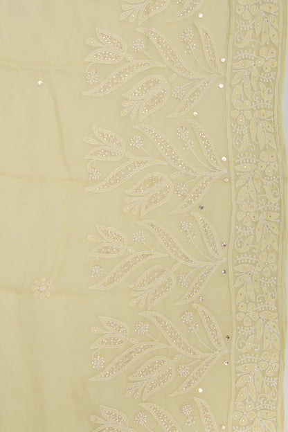 Lucknow Chikankari Organza Cream Saree