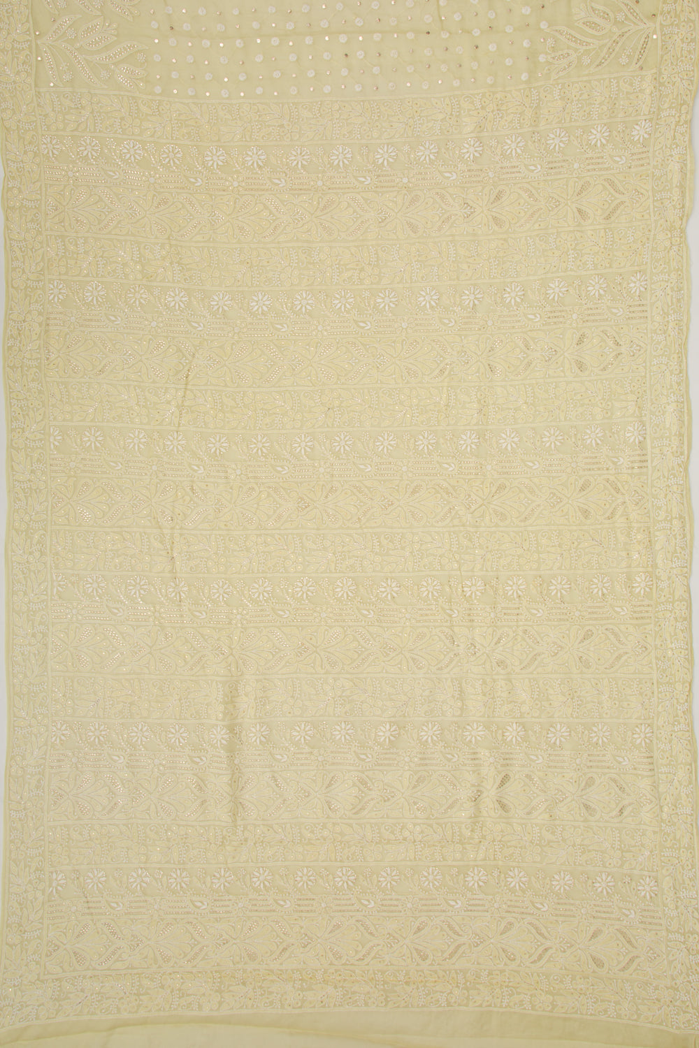Lucknow Chikankari Organza Cream Saree