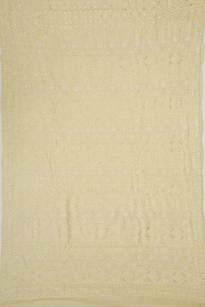 Lucknow Chikankari Organza Cream Saree
