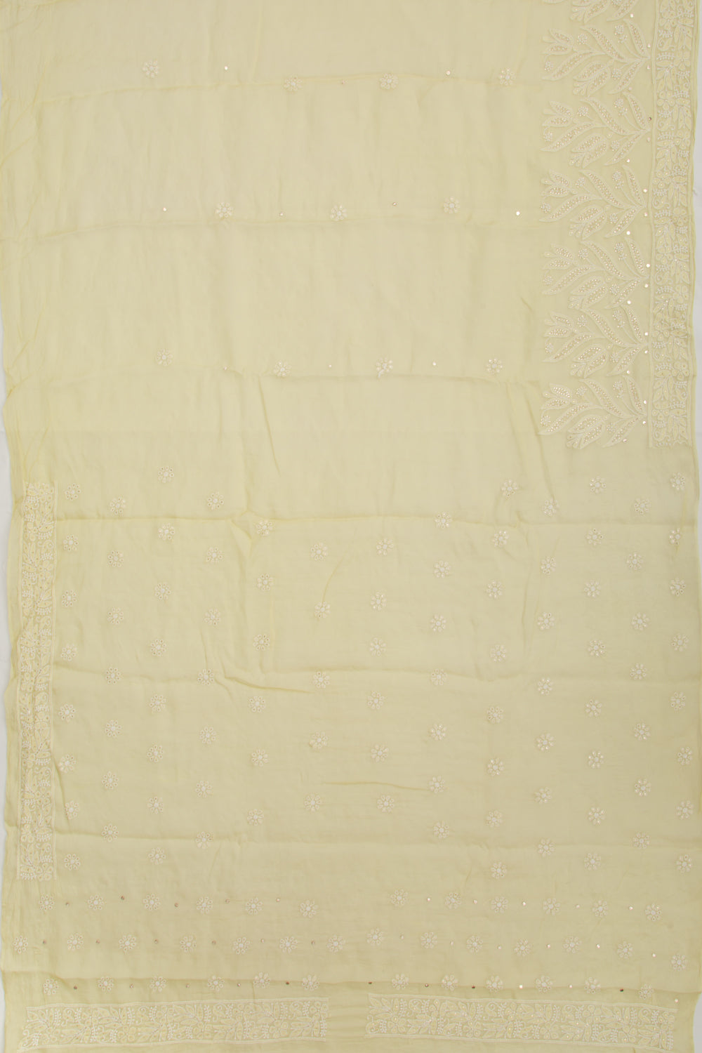 Lucknow Chikankari Organza Cream Saree