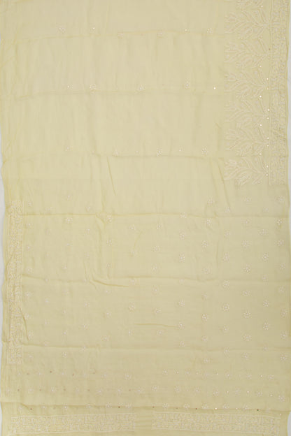 Lucknow Chikankari Organza Cream Saree