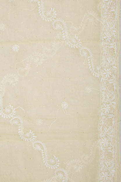 Lucknow Chikankari Organza Cream Saree
