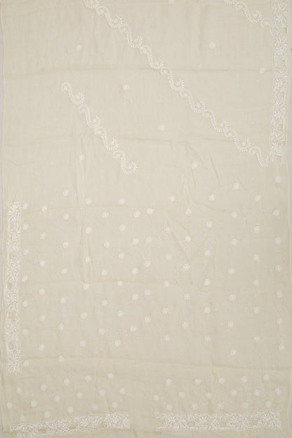 Lucknow Chikankari Organza Cream Saree