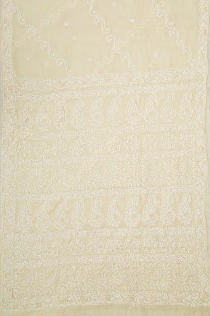 Lucknow Chikankari Organza Cream Saree