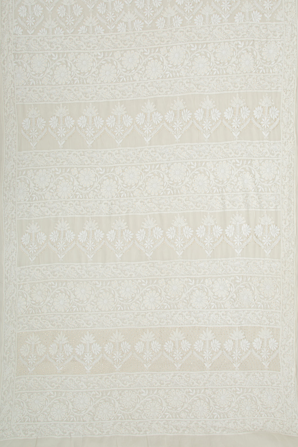 Lucknow Chikankari Organza White Saree