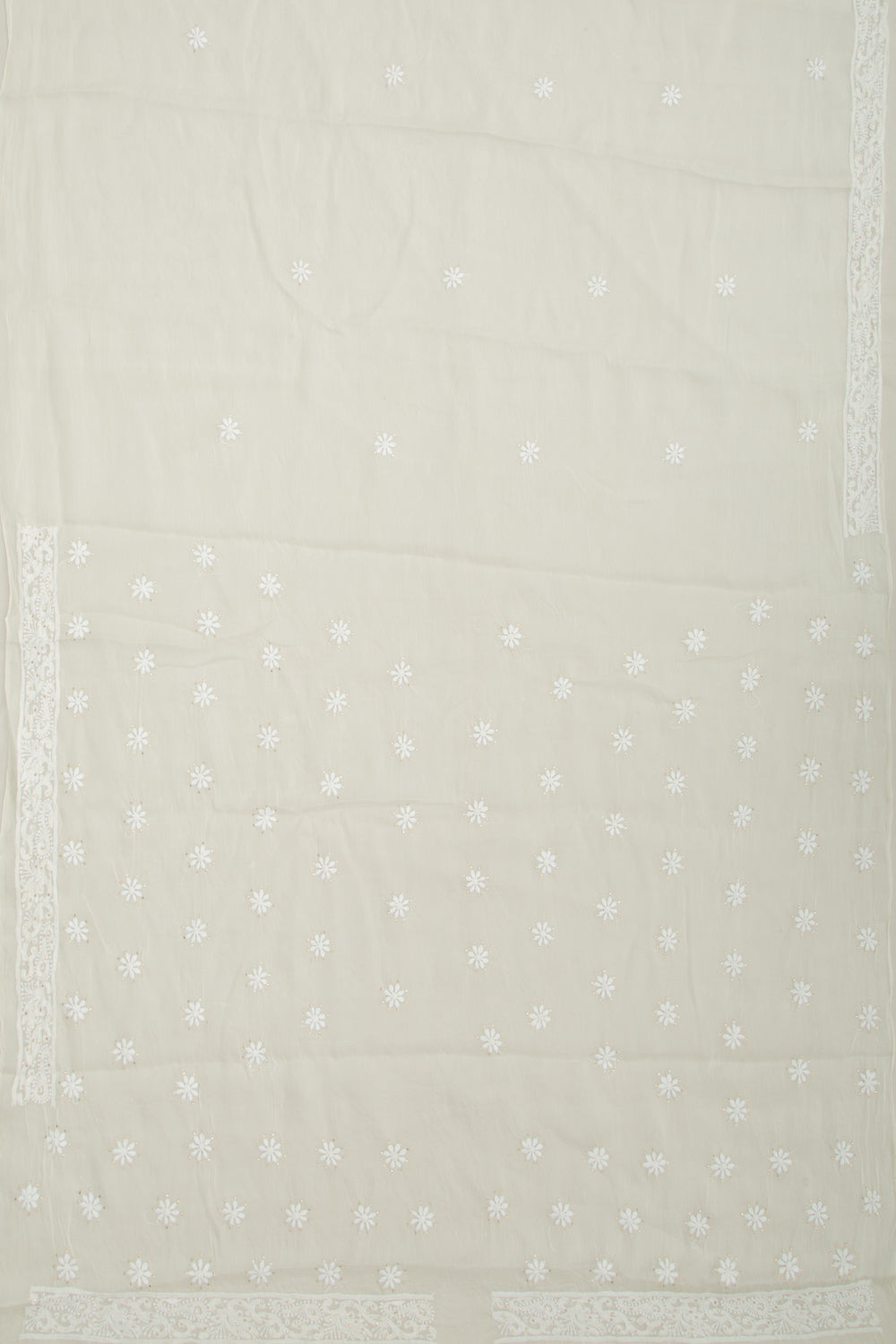 Lucknow Chikankari Organza White Saree