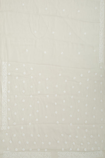Lucknow Chikankari Organza White Saree