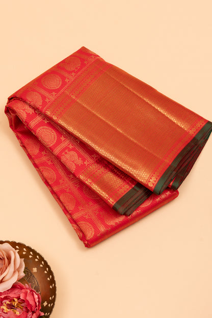 Kanchipuram Silk Checks And Butta Red Saree