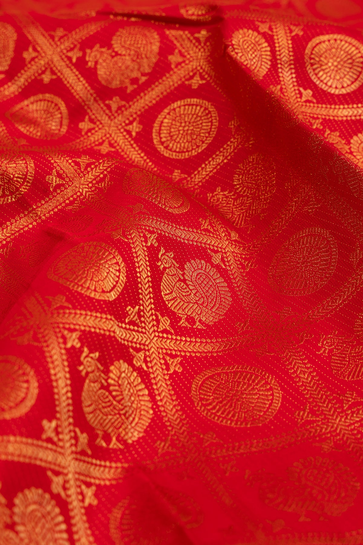 Kanchipuram Silk Checks And Butta Red Saree