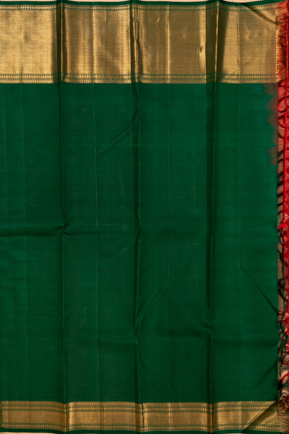 Kanchipuram Silk Checks And Butta Red Saree