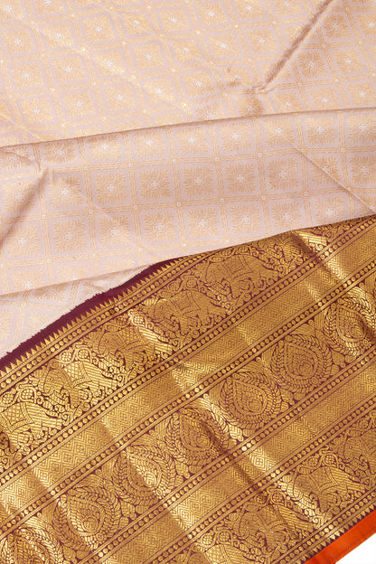 Kanchipuram Silk Brocade Baby Pink Saree