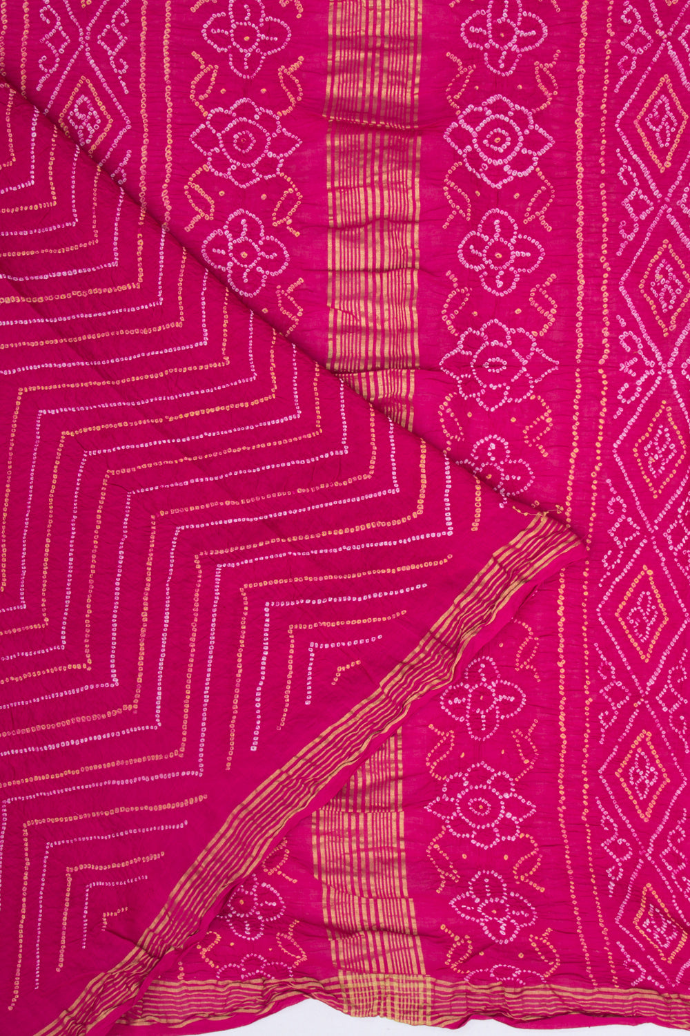 Chiniya Silk Bandhani Pink Saree