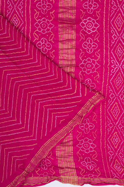Chiniya Silk Bandhani Pink Saree