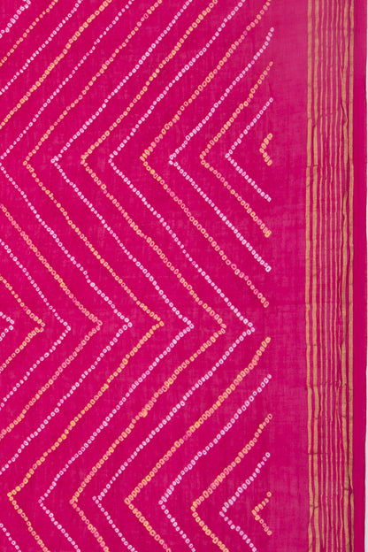 Chiniya Silk Bandhani Pink Saree