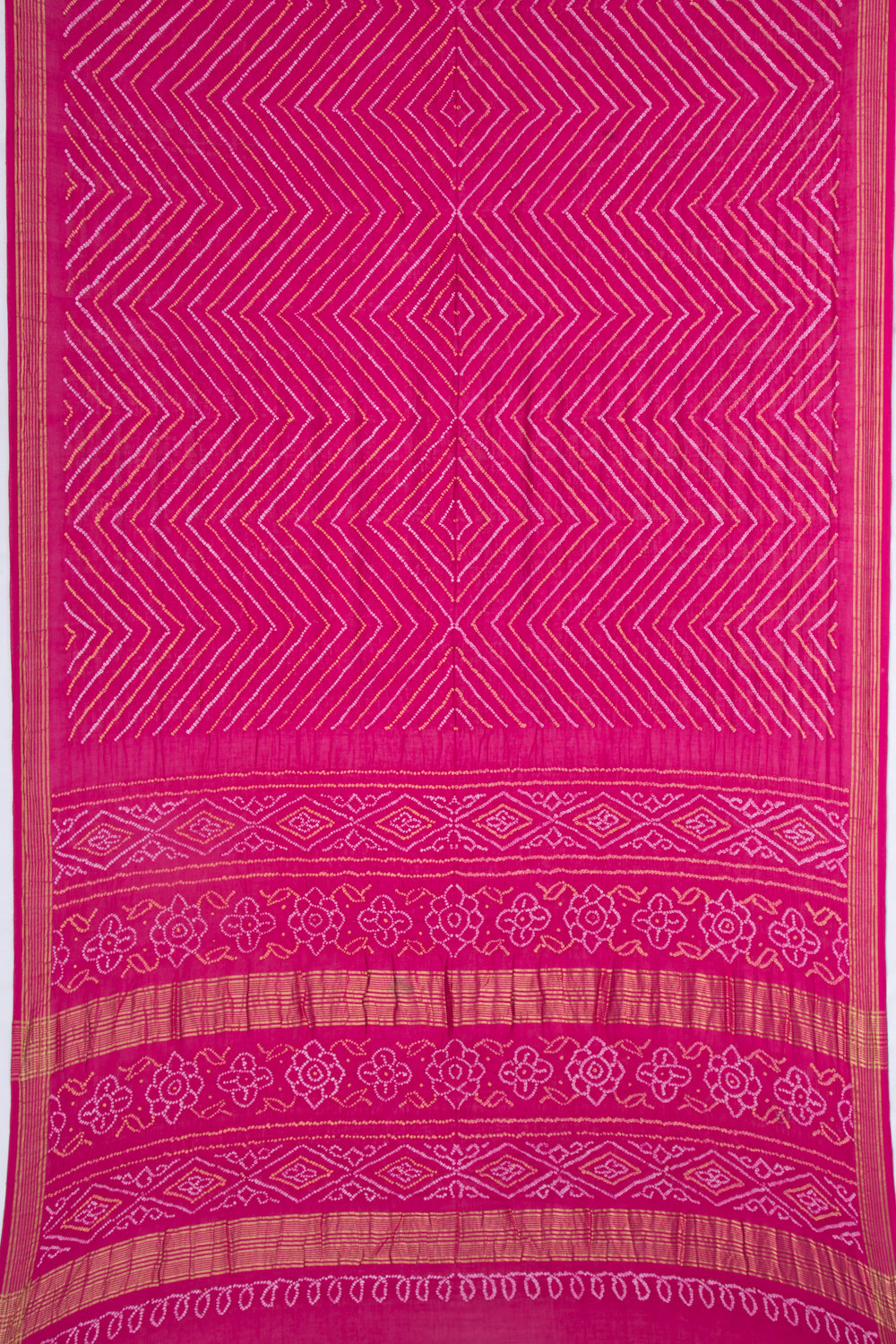 Chiniya Silk Bandhani Pink Saree