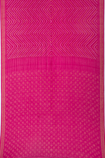 Chiniya Silk Bandhani Pink Saree