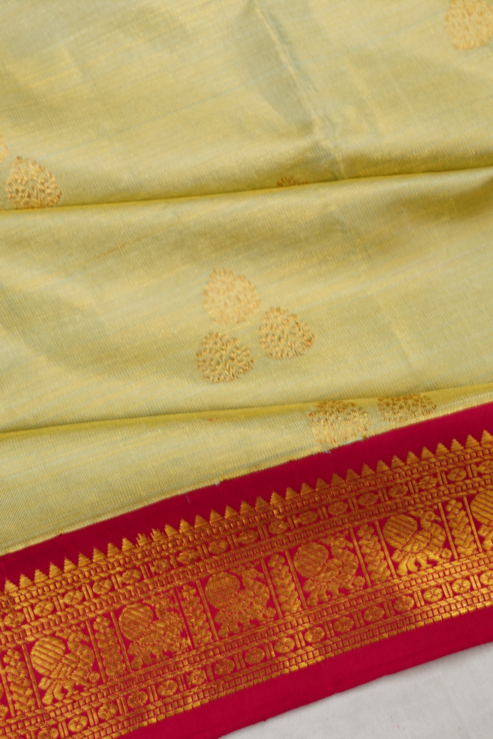 Kanchipuram Silk Tissue Butta Pista Green Saree 1213072241