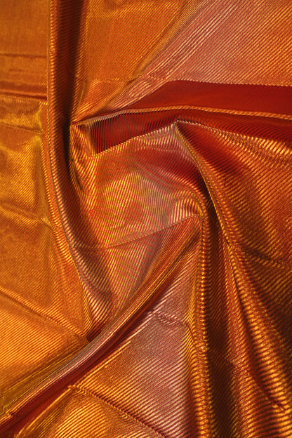 Kanchipuram Silk Tissue Diagonal Lines Gold Saree