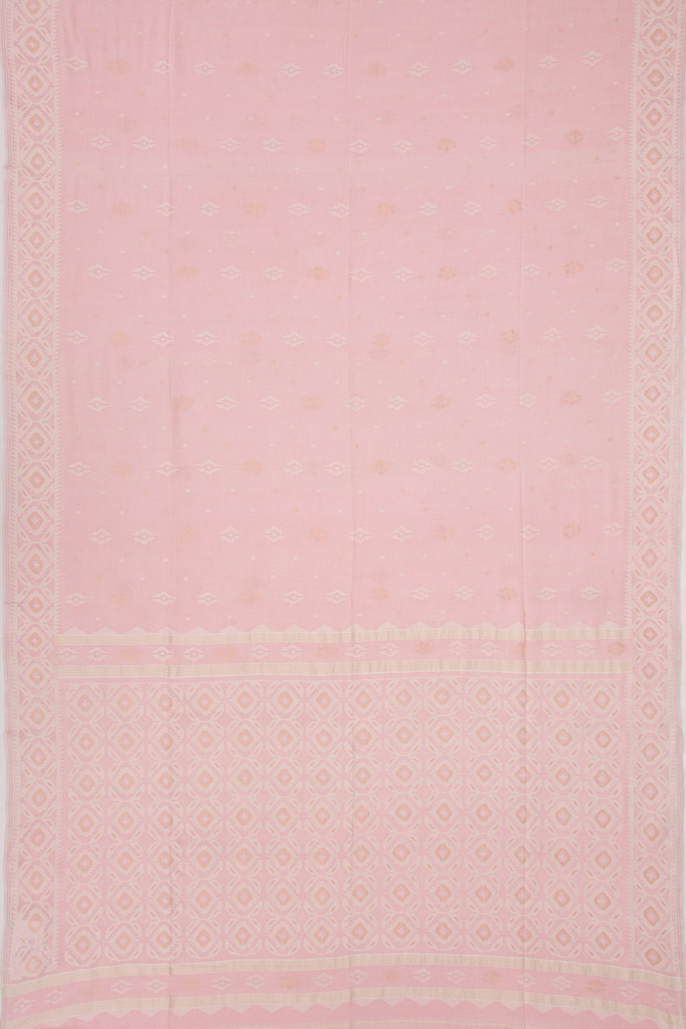 Dhakai Muslin Cotton Jamdani Butta Baby Pink Saree