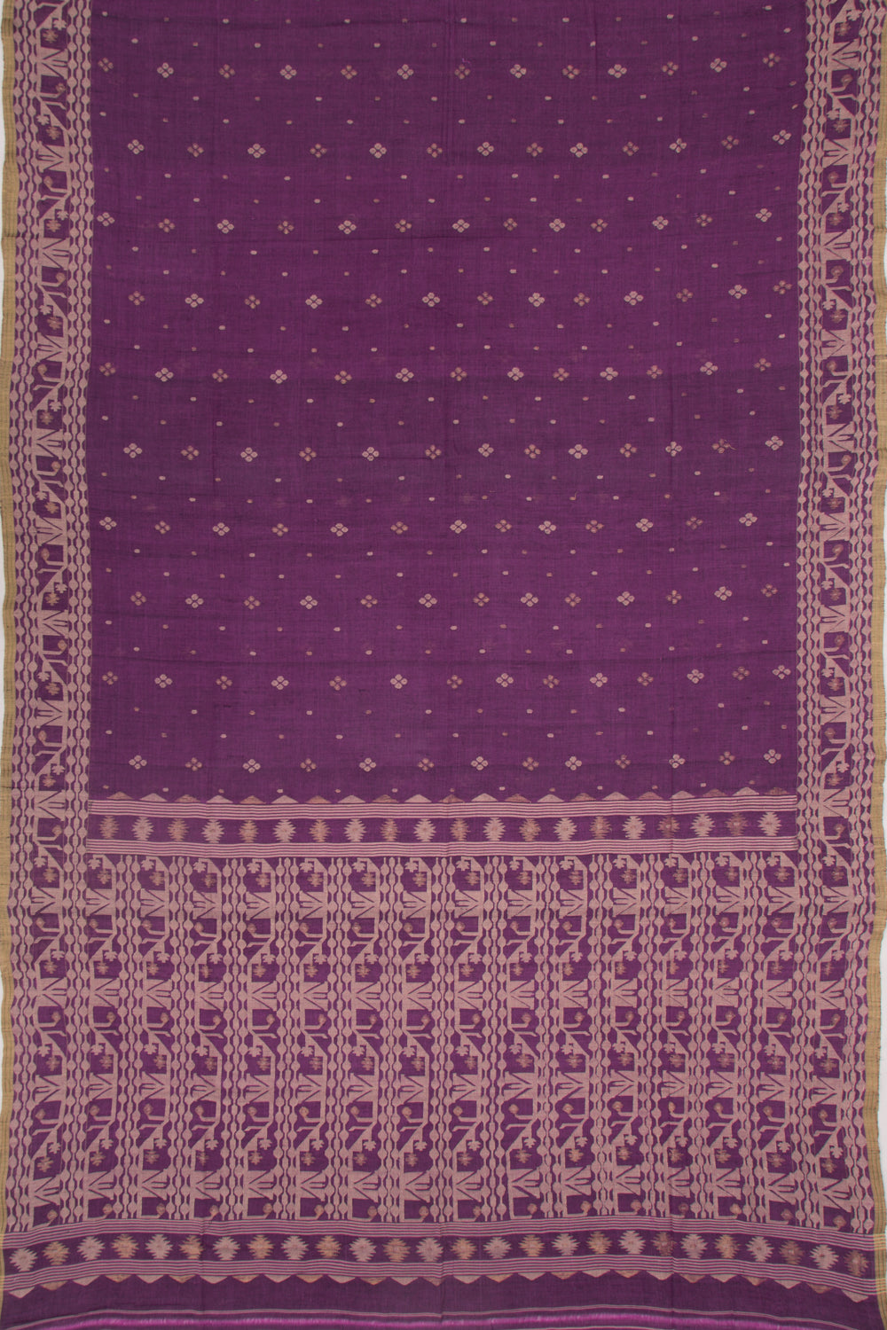 Dhakai Muslin Cotton Jamdani Butta Purple Saree