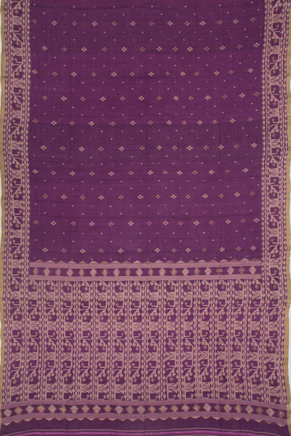 Dhakai Muslin Cotton Jamdani Butta Purple Saree