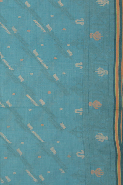 Dhakai Muslin Cotton Jamdani Sky Blue Saree