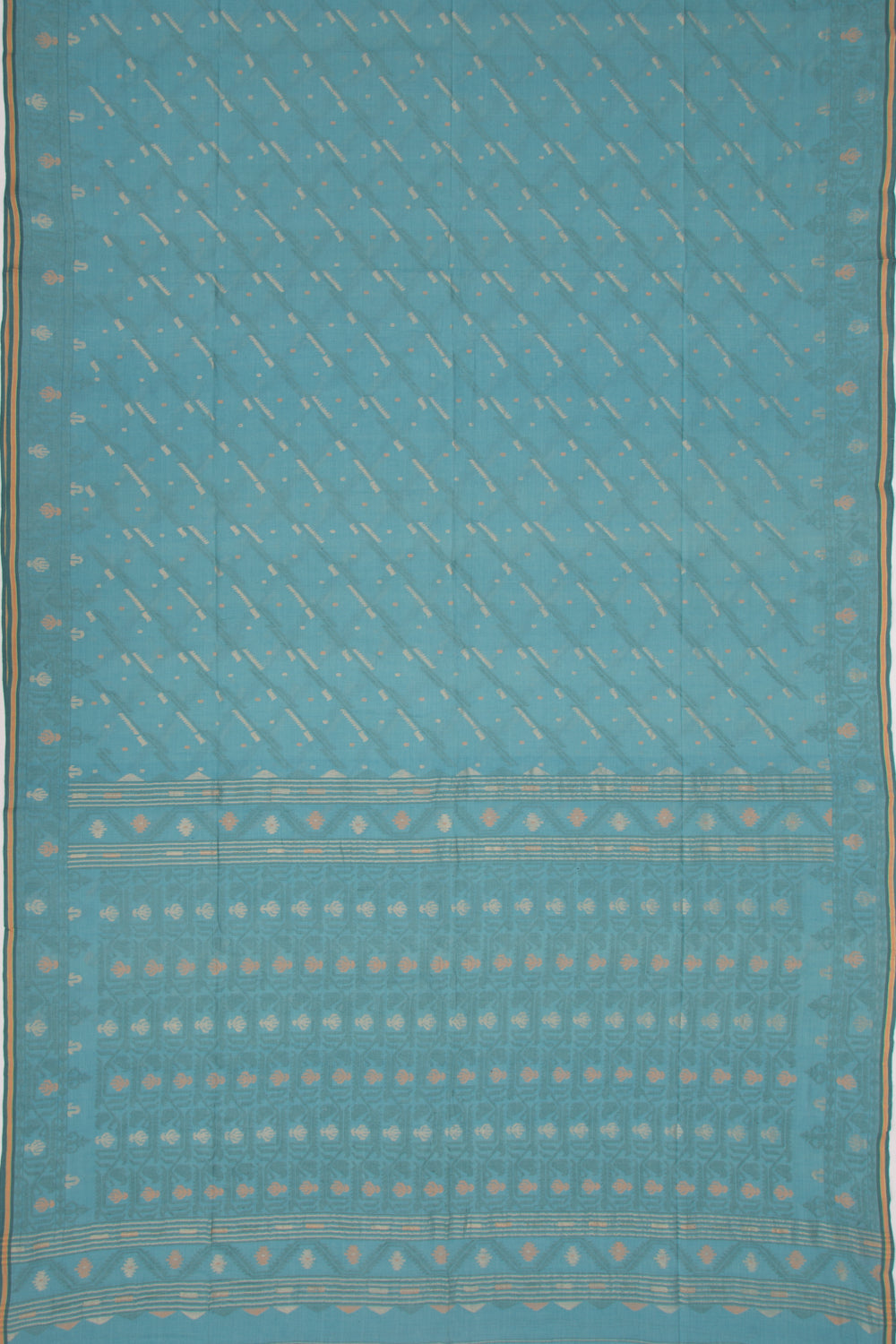 Dhakai Muslin Cotton Jamdani Sky Blue Saree