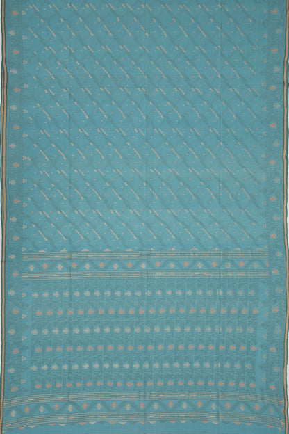 Dhakai Muslin Cotton Jamdani Sky Blue Saree