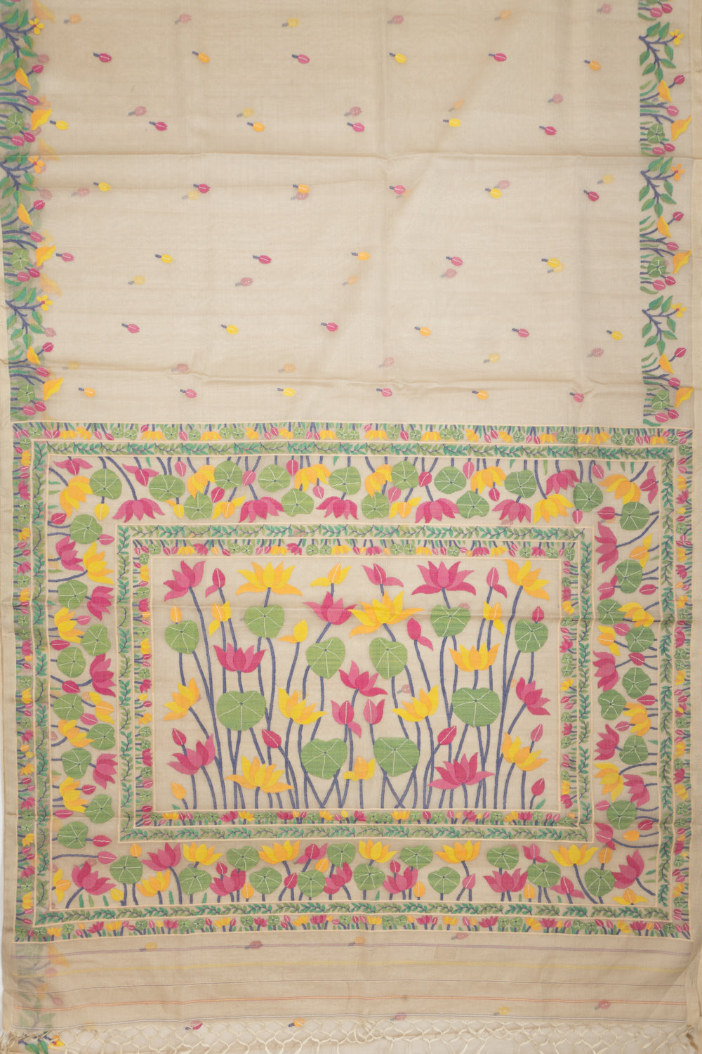 Dhakai Kora Organza Butta Off White Saree