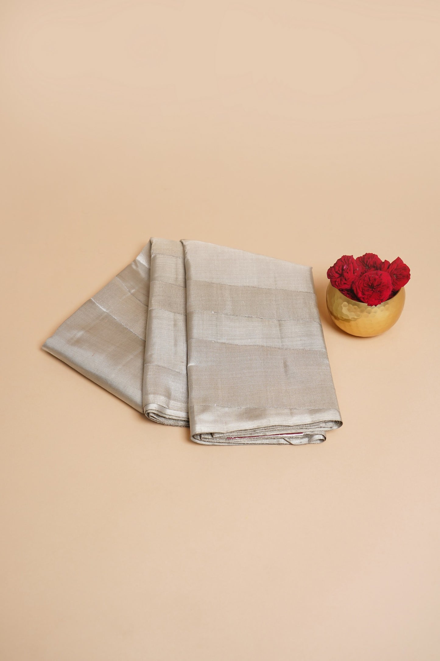 Kanchipuram Silk Tissue Lines Silver Saree